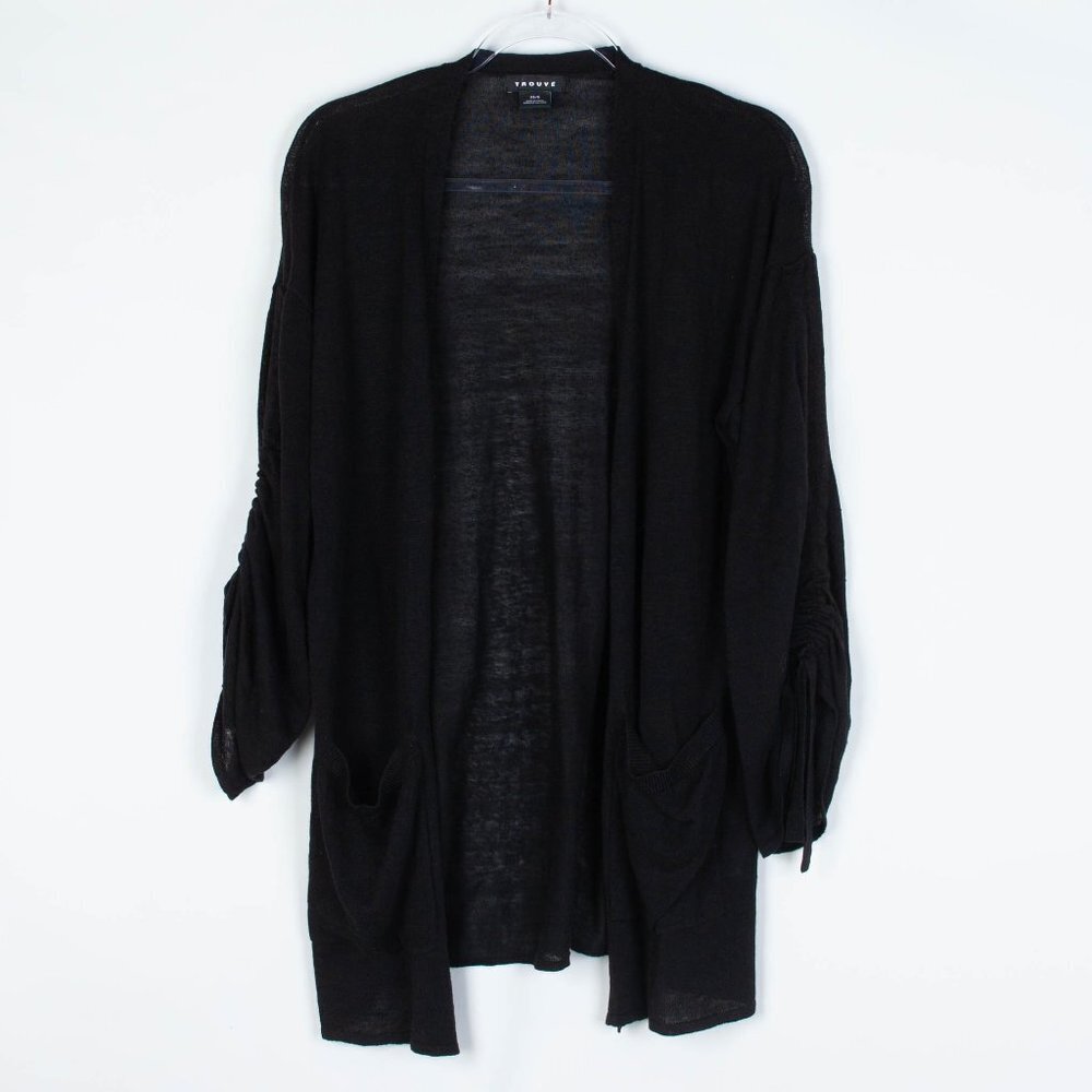 Trouve Ruched Sleeve Open Front Cardigan Size XS/S